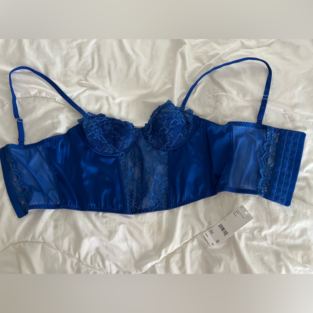 Urban Outfitters going out corset top, color: blue, size: small